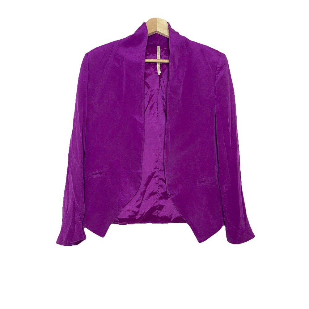 Truth And Pride Women's Small Purple Open Front Silk  Blazer Jacket